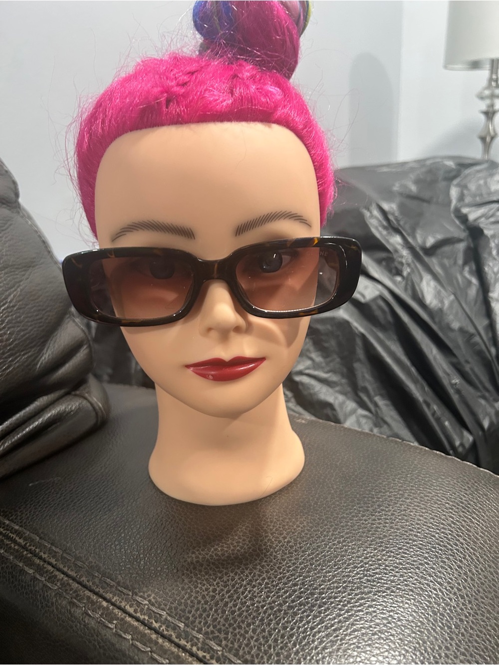 Celine Tortoiseshell Rectangular Sunglasses with Brown Lenses
